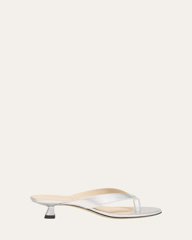 Rio Metallic Kitten-Heel Thong Sandals